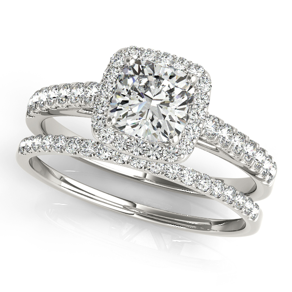 14K White Gold Halo Engagement Ring Image 3 George Press Jewelers Livingston, NJ