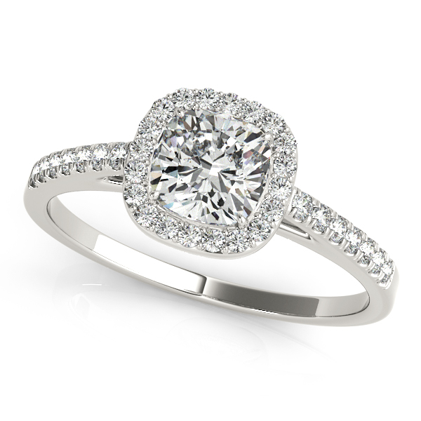 18K White Gold Halo Engagement Ring Grono and Christie Jewelers East Milton, MA