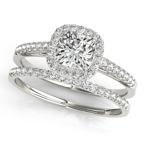 14K White Gold Halo Engagement Ring Image 3 Trinity Jewelers  Pittsburgh, PA