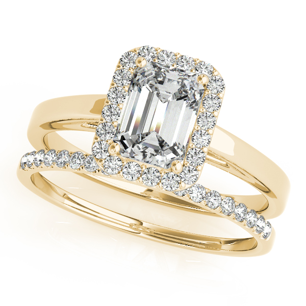 18K Yellow Gold Emerald Halo Engagement Ring Image 3 Vincent Anthony Jewelers Tulsa, OK