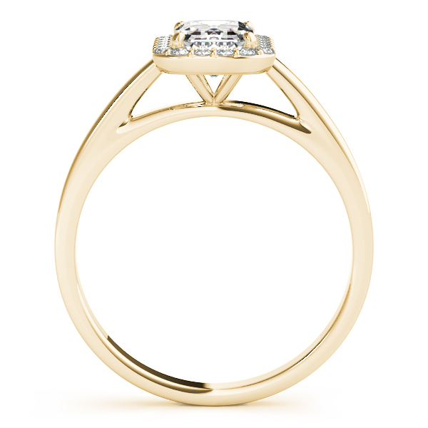 14K Yellow Gold Emerald Halo Engagement Ring Image 2 Grono and Christie Jewelers East Milton, MA