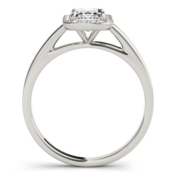 14K White Gold Emerald Halo Engagement Ring Image 2 Quality Gem LLC Bethel, CT