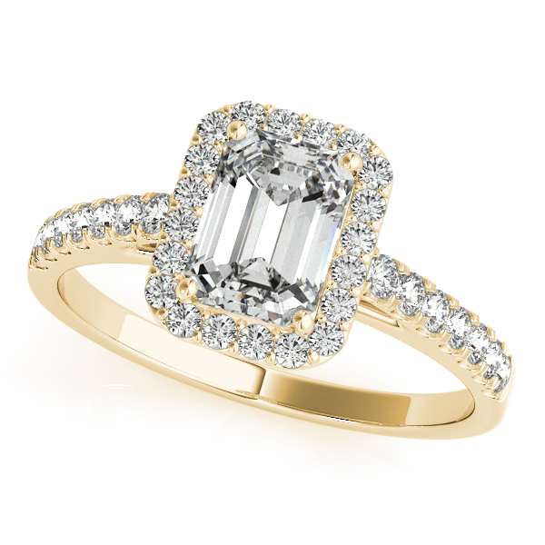 18K Yellow Gold Emerald Halo Engagement Ring Hess & Co Jewelers Lexington, VA