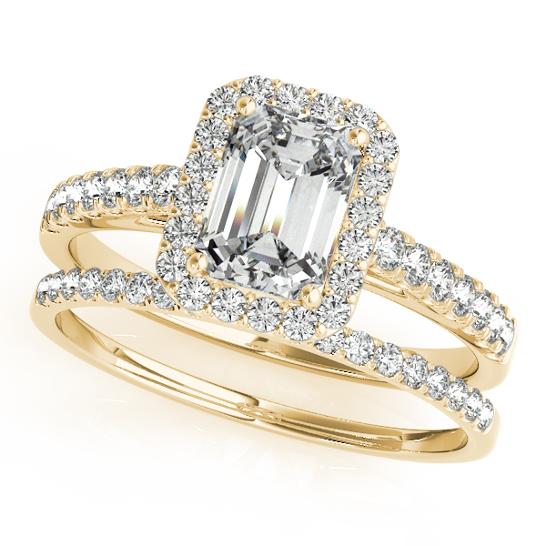 18K Yellow Gold Emerald Halo Engagement Ring Image 3 Anthony Jewelers Palmyra, NJ