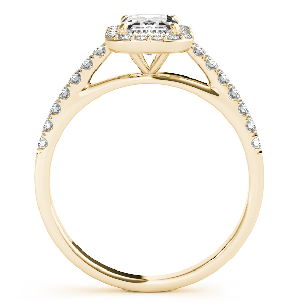 18K Yellow Gold Emerald Halo Engagement Ring Image 2 J Gowen Jewelry Comfort, TX