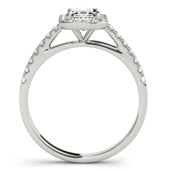 18K White Gold Emerald Halo Engagement Ring Image 2 Vincent Anthony Jewelers Tulsa, OK