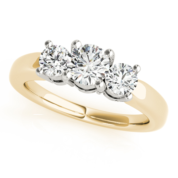 18K Yellow Gold Three-Stone Round Engagement Ring J Gowen Jewelry Comfort, TX