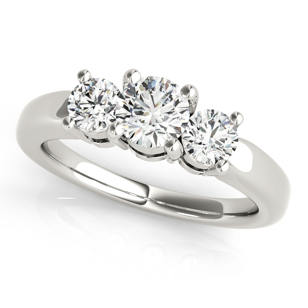14K White Gold Three-Stone Round Engagement Ring Orin Jewelers Northville, MI