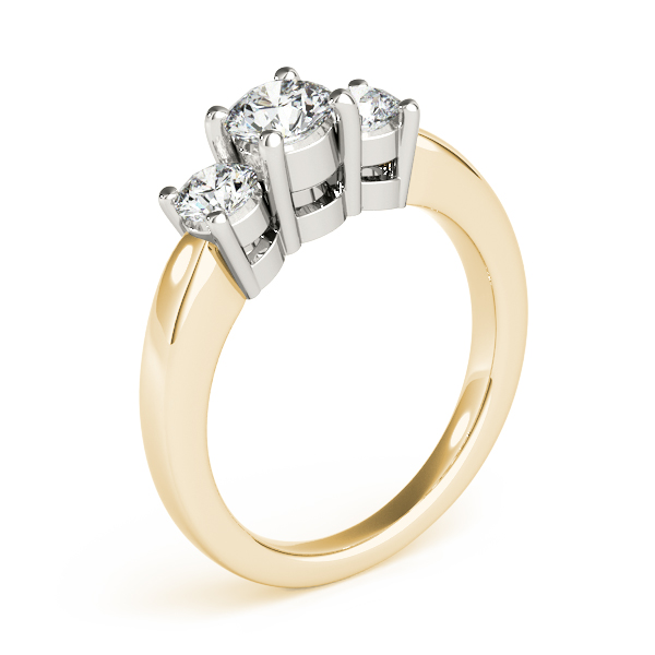 18K Yellow Gold Three-Stone Round Engagement Ring Image 3 DJ's Jewelry Woodland, CA