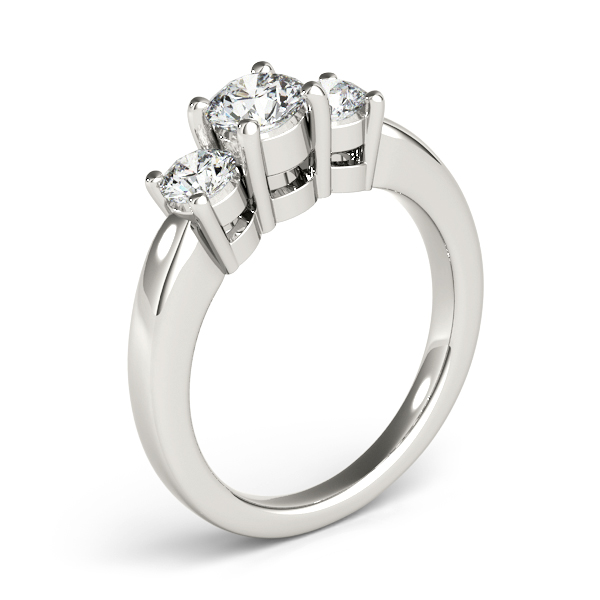 18K White Gold Three-Stone Round Engagement Ring Image 3 Trinity Jewelers  Pittsburgh, PA