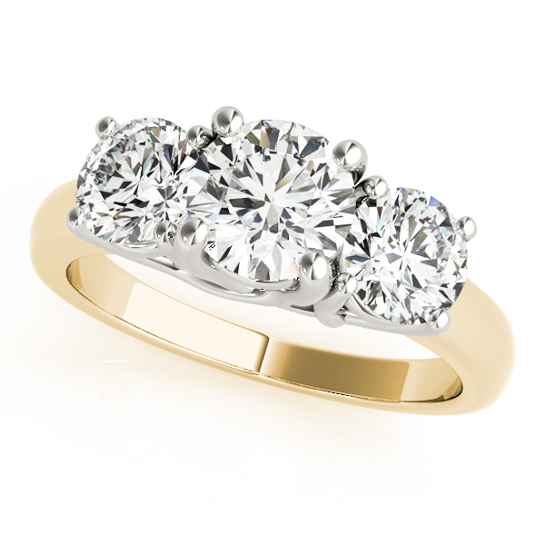 18K Yellow Gold Three-Stone Round Engagement Ring Franzetti Jewelers Austin, TX
