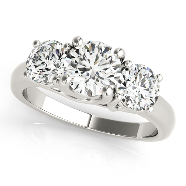 18K White Gold Three-Stone Round Engagement Ring J Gowen Jewelry Comfort, TX