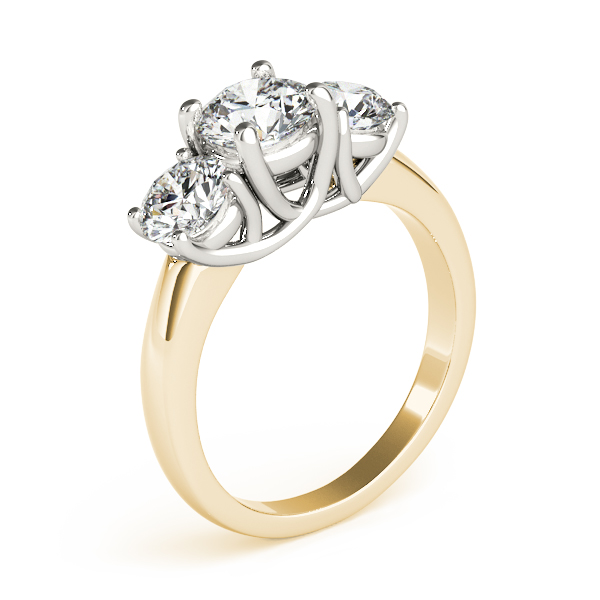 18K Yellow Gold Three-Stone Round Engagement Ring Image 3 Franzetti Jewelers Austin, TX