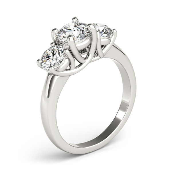 18K White Gold Three-Stone Round Engagement Ring Image 3 J Gowen Jewelry Comfort, TX