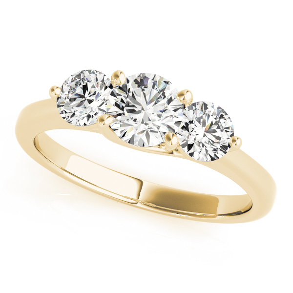 18K Yellow Gold Three-Stone Round Engagement Ring Bonafine Jewelers Inc. Lexington, MA