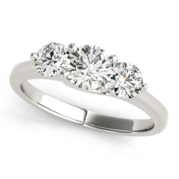 18K White Gold Three-Stone Round Engagement Ring Bonafine Jewelers Inc. Lexington, MA