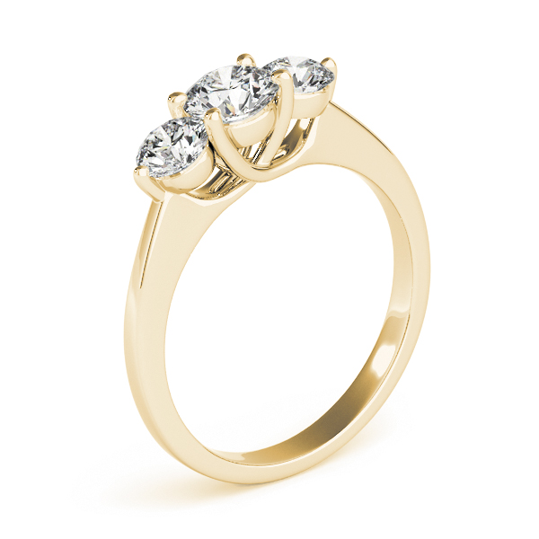 14K Yellow Gold Three-Stone Round Engagement Ring Image 3 J Gowen Jewelry Comfort, TX