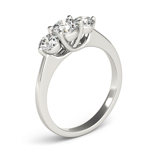 18K White Gold Three-Stone Round Engagement Ring Image 3 Trinity Jewelers  Pittsburgh, PA