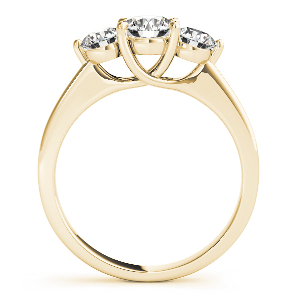 18K Yellow Gold Three-Stone Round Engagement Ring Image 2 Moore Jewelers Laredo, TX