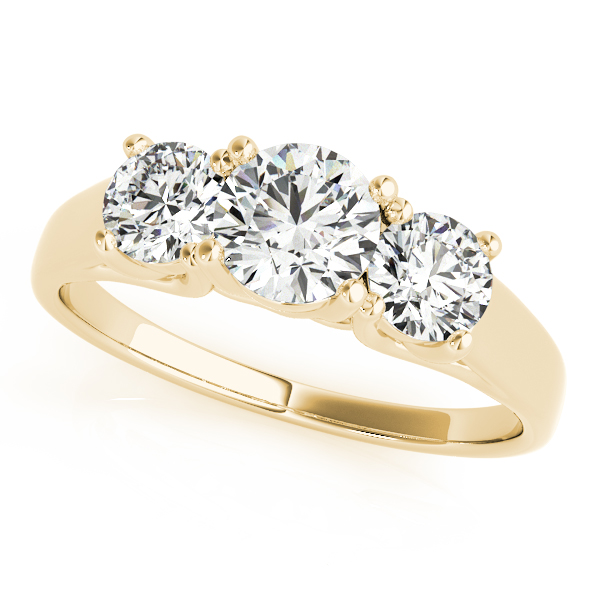 18K Yellow Gold Three-Stone Round Engagement Ring Brax Jewelers Newport Beach, CA