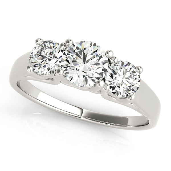 18K White Gold Three-Stone Round Engagement Ring Grono and Christie Jewelers East Milton, MA