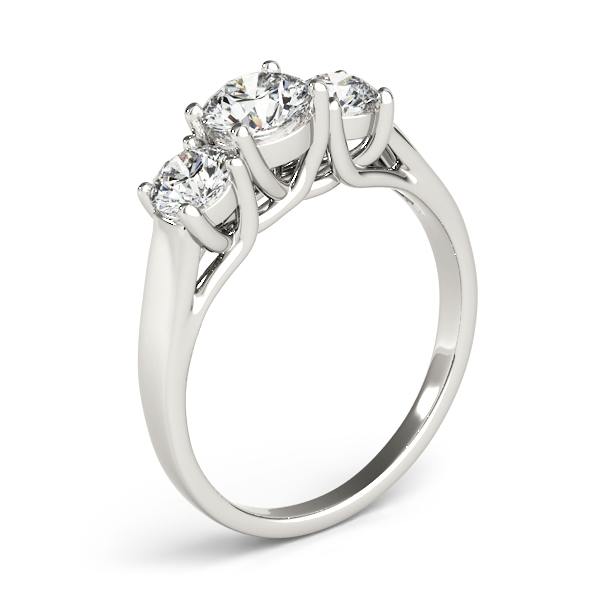 Platinum Three-Stone Round Engagement Ring Image 3 Moore Jewelers Laredo, TX