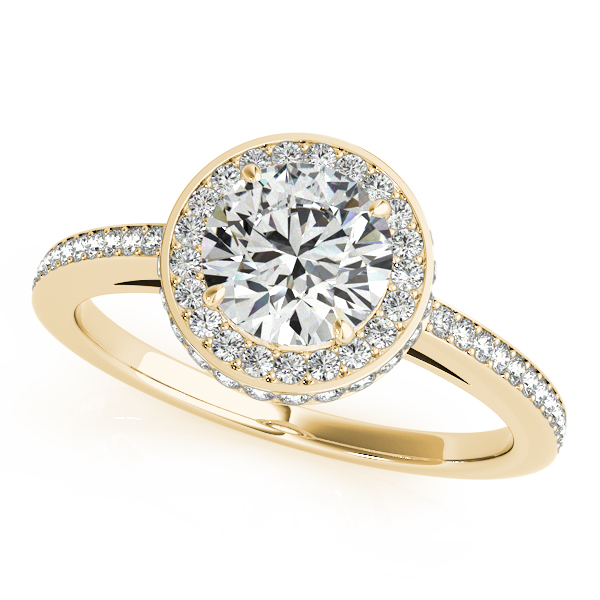 14K Yellow Gold Round Halo Engagement Ring Bonafine Jewelers Inc. Lexington, MA