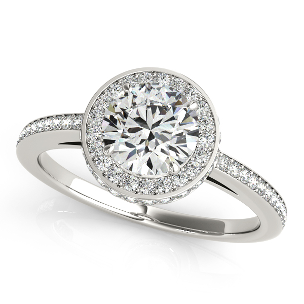 10K White Gold Round Halo Engagement Ring Brax Jewelers Newport Beach, CA
