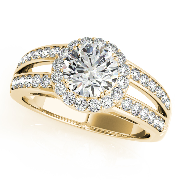 14K Yellow Gold Round Halo Engagement Ring Moore Jewelers Laredo, TX