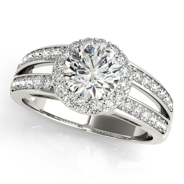 14K White Gold Round Halo Engagement Ring Score's Jewelers Anderson, SC