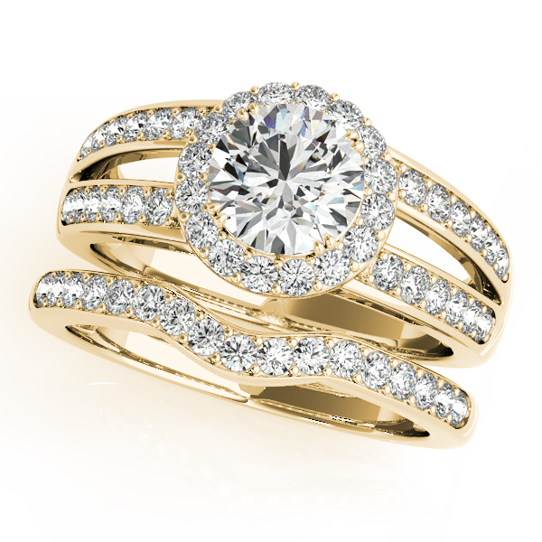 18K Yellow Gold Round Halo Engagement Ring Image 3 Bonafine Jewelers Inc. Lexington, MA