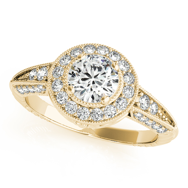14K Yellow Gold Round Halo Engagement Ring Vincent Anthony Jewelers Tulsa, OK