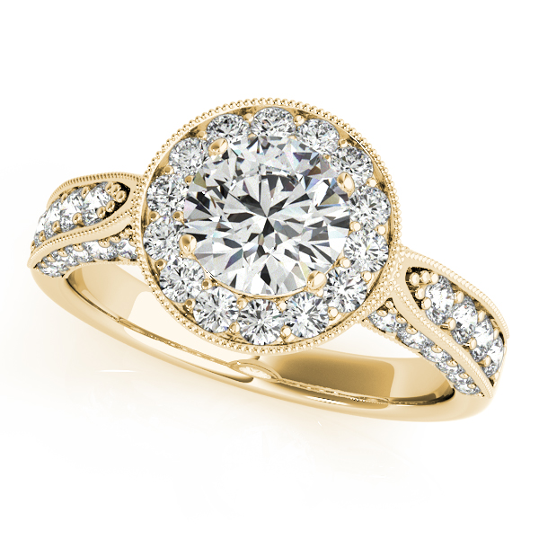 18K Yellow Gold Round Halo Engagement Ring Draeb Jewelers Inc Sturgeon Bay, WI