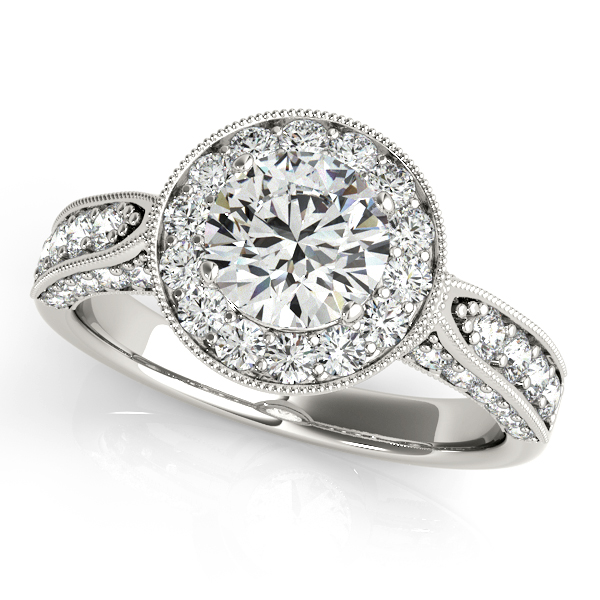 14K White Gold Round Halo Engagement Ring Quality Gem LLC Bethel, CT