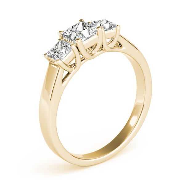 18K Yellow Gold Princess Three-Stone Engagement Ring Image 3 Trinity Jewelers  Pittsburgh, PA