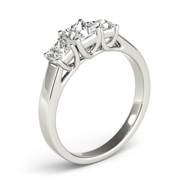14K White Gold Princess Three-Stone Engagement Ring Image 3 Galloway and Moseley, Inc. Sumter, SC