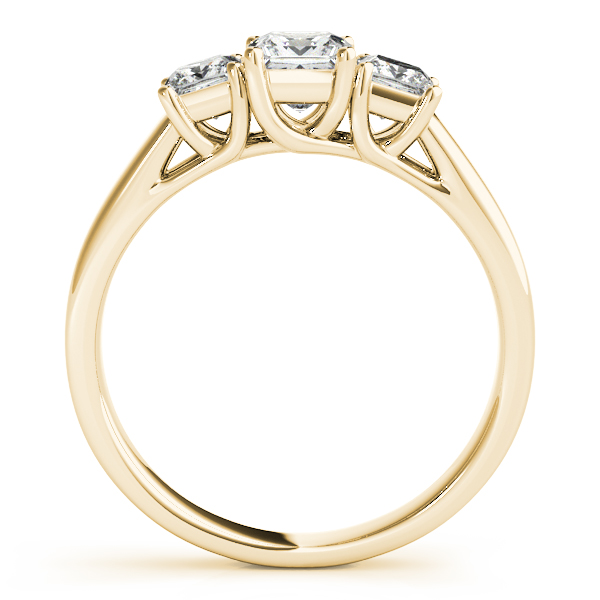 18K Yellow Gold Princess Three-Stone Engagement Ring Image 2 Bonafine Jewelers Inc. Lexington, MA