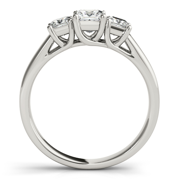 14K White Gold Princess Three-Stone Engagement Ring Image 2 Bonafine Jewelers Inc. Lexington, MA
