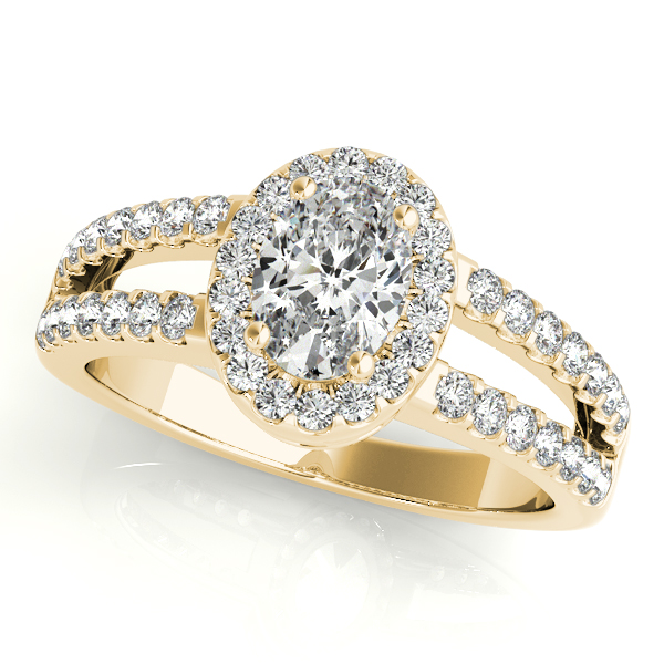 14K Yellow Gold Oval Halo Engagement Ring Grono and Christie Jewelers East Milton, MA