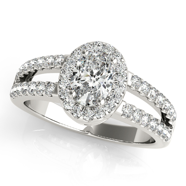 18K White Gold Oval Halo Engagement Ring Bonafine Jewelers Inc. Lexington, MA
