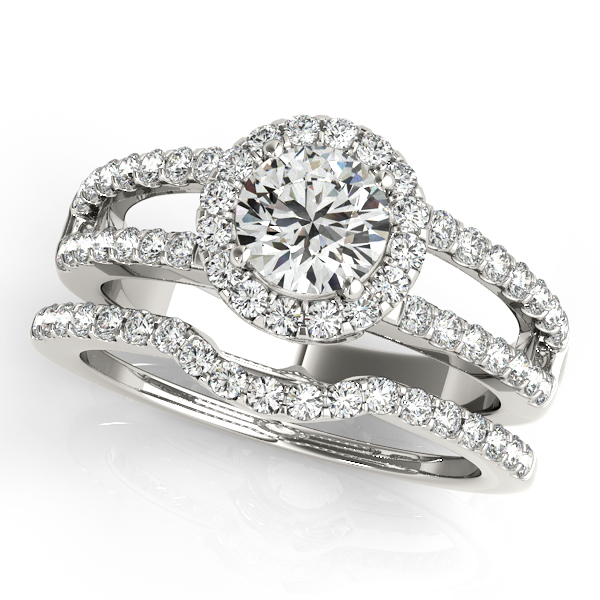 14K White Gold Round Halo Engagement Ring Image 3 Bonafine Jewelers Inc. Lexington, MA