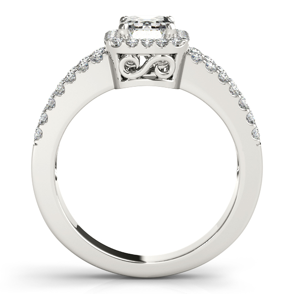 Platinum Emerald Halo Engagement Ring Image 2 DJ's Jewelry Woodland, CA