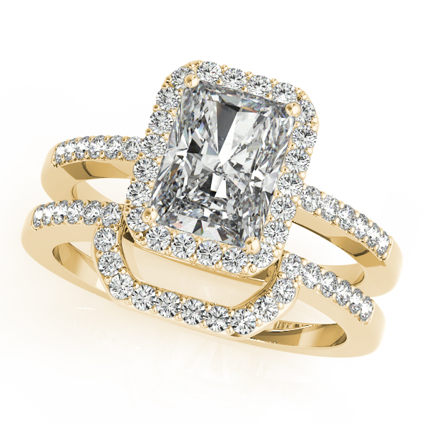 14K Yellow Gold Emerald Halo Engagement Ring Image 3 Bonafine Jewelers Inc. Lexington, MA