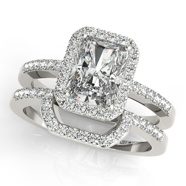 18K White Gold Emerald Halo Engagement Ring Image 3 Grono and Christie Jewelers East Milton, MA