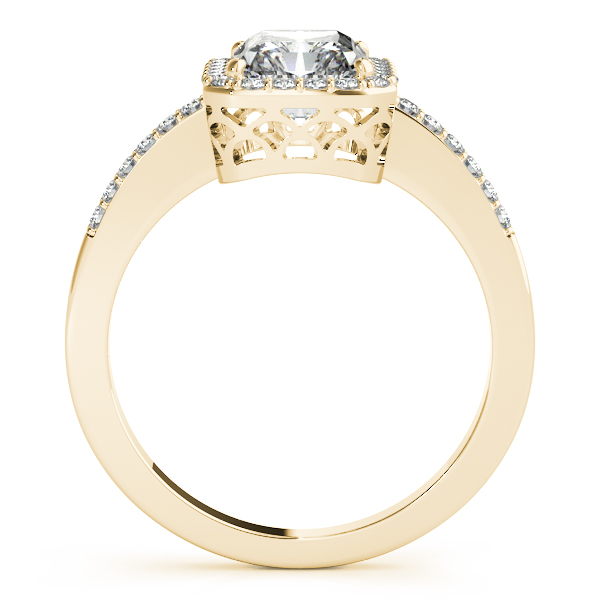 18K Yellow Gold Emerald Halo Engagement Ring Image 2 Trinity Jewelers  Pittsburgh, PA