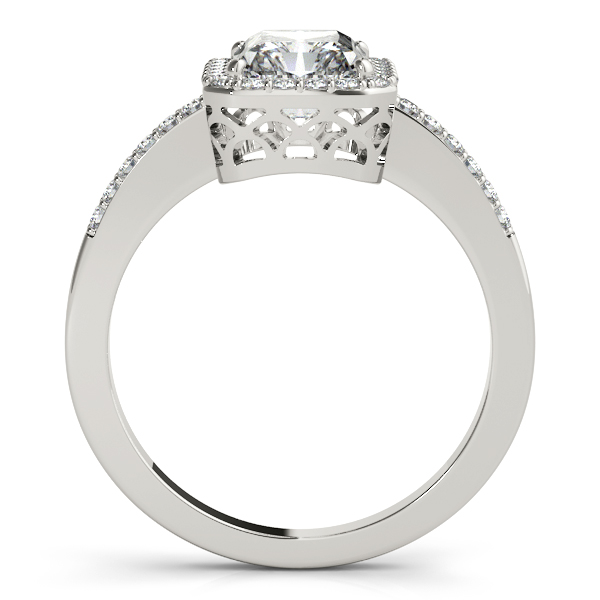 18K White Gold Emerald Halo Engagement Ring Image 2 Bonafine Jewelers Inc. Lexington, MA