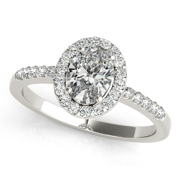 14K White Gold Oval Halo Engagement Ring Orin Jewelers Northville, MI