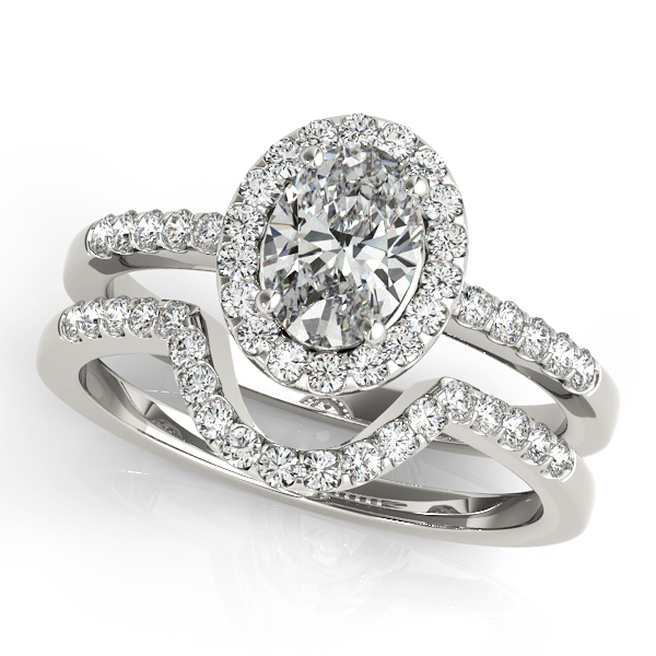 18K White Gold Oval Halo Engagement Ring Image 3 Elgin's Fine Jewelry Baton Rouge, LA