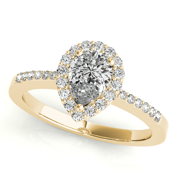18K Yellow Gold Pear Halo Engagement Ring George Press Jewelers Livingston, NJ