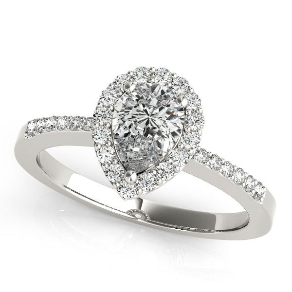 18K White Gold Pear Halo Engagement Ring Tena's Fine Diamonds and Jewelry Athens, GA